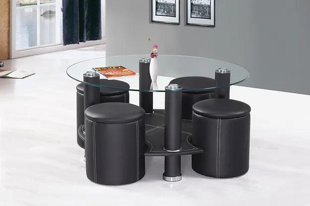 Round Coffee Table + 4 Stools Set - IF-2057 - Furniture Empire