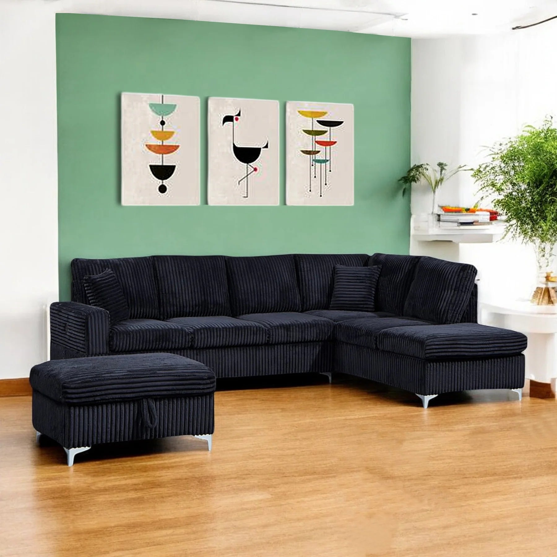 Black Sectional Sofa - 107 - Furniture Empire