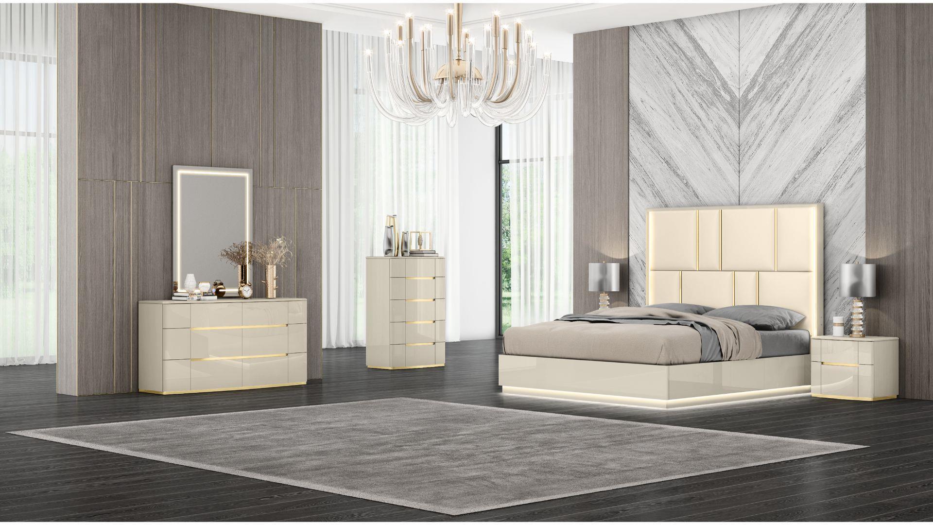 Beige Lacquer - 1491 Sienna Bed Only - Furniture Empire