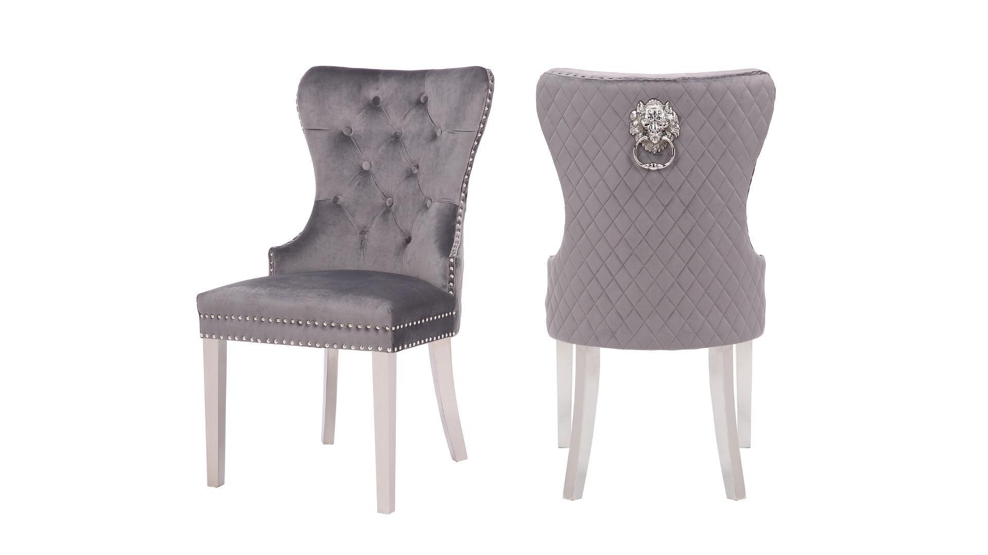 SIMBA FABRIC CHAIRS WITH SILVER LEGS - Furniture Empire